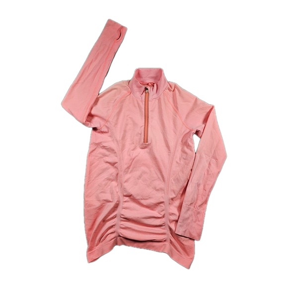 Athleta Tops - Athleta Womens Medium Coral‎ 1/4 Zip Seamless Athletic Pullover Top